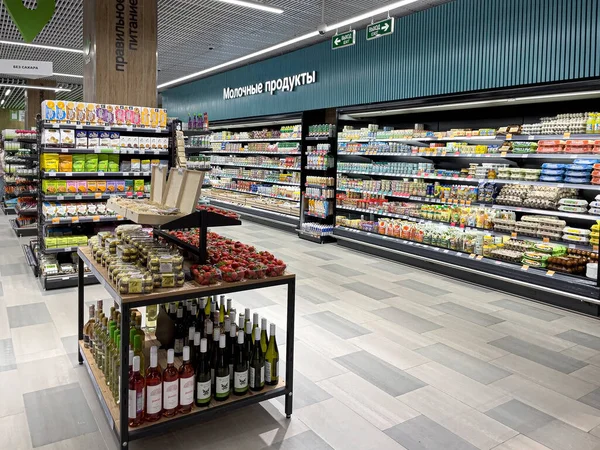 Anapa Russia Maggio 2022 Scaffali Nel Centro Commerciale Del Supermercato — Foto Stock