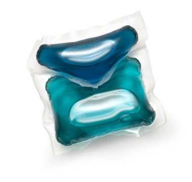 Washing gel capsule pod with laundry detergent isolated on white background. with clipping path