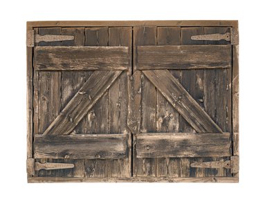 wooden closed shutters isolatd on whewth clipping path