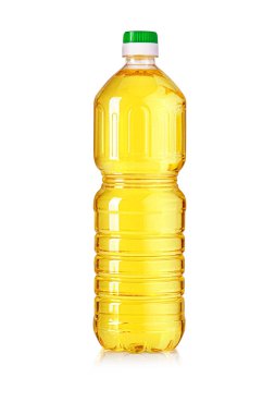 Yağ plastik şişesi kırpma yolu ile beyaz arkaplanda izole