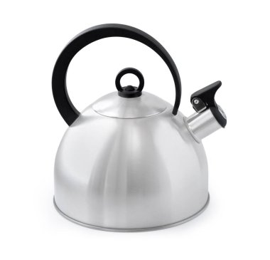 Stainless steel whistling kettle isolated on white background.With clipping path