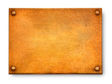 the empty old rusty plate isolated on white with clipping path