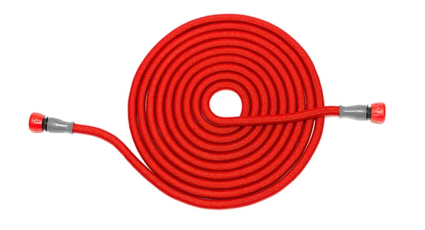 Red Garden Hose Isolated White Background — 스톡 사진