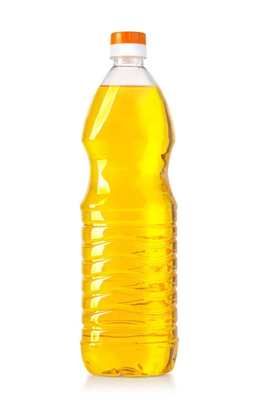 Olie Plastic Fles Geïsoleerd Witte Achtergrond Met Clipping Pad — Stockfoto