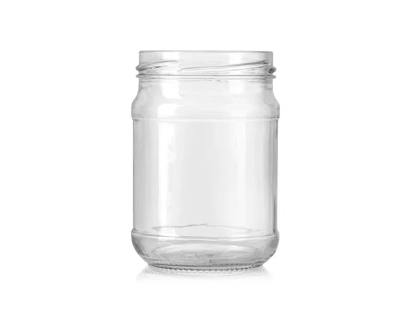 Empty Glass Jar Screw Thread Isolated White Background Clipping Path — Stockfoto