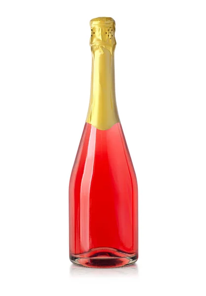 Sparkling Red Wine Bottle Champagne Bottle Isolated White Background Clipping — Φωτογραφία Αρχείου