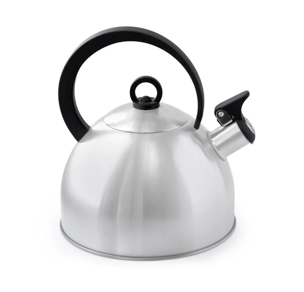 Stainless Steel Whistling Kettle Isolated White Background Clipping Path — Stock Photo, Image