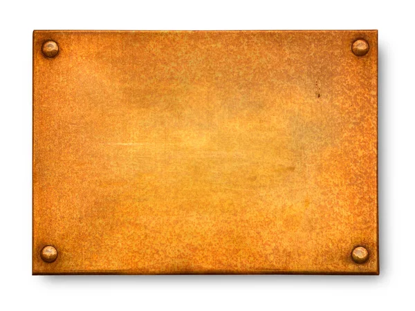 Empty Old Rusty Plate Isolated White Clipping Path — Stockfoto