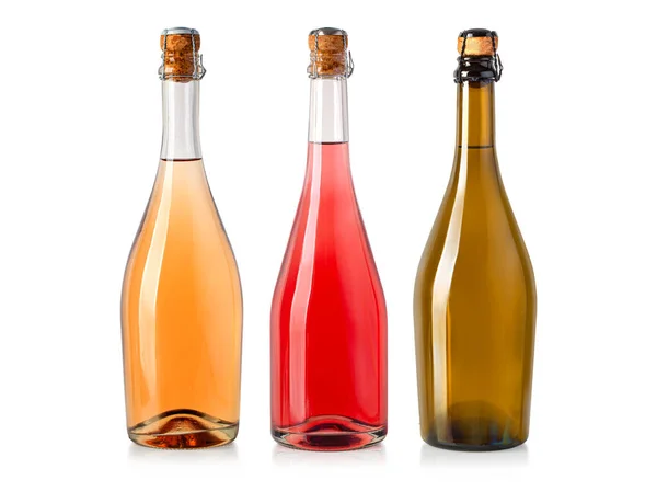 Sparkling Wine Bottles Champagne Bottle Isolated White Background — Fotografia de Stock