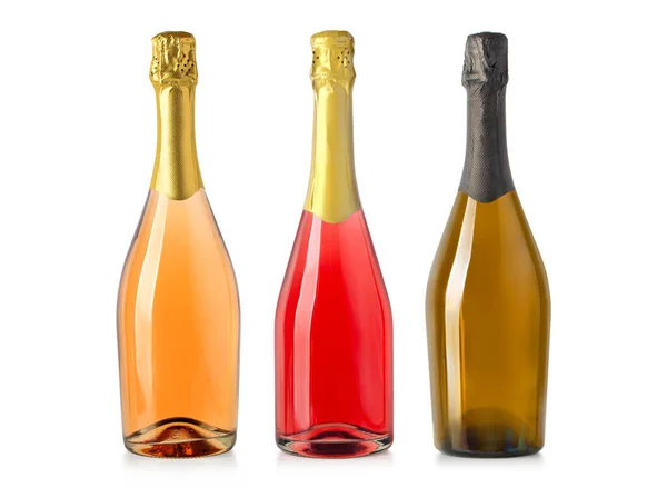 Sparkling Wine Bottles Champagne Bottle Isolated White Background — Fotografia de Stock