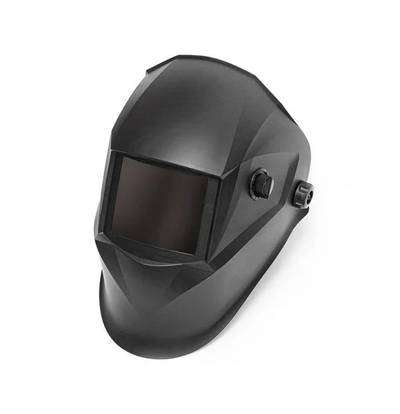Black Welding Helmet Isolated White Background New Welder Mask Clipping — Stok fotoğraf