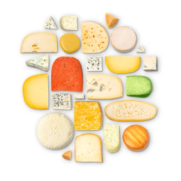 Various Types Cheese White Background View — 스톡 사진