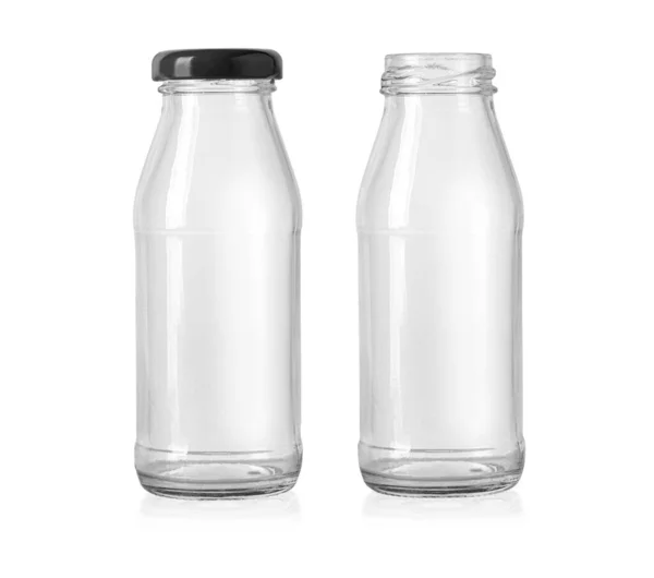 Botol Kaca Kosong Diisolasi Pada Warna Putih Dengan Tapak Kliping — Stok Foto