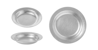 Beyaz arkaplanda izole edilmiş gümüş metal plaka 