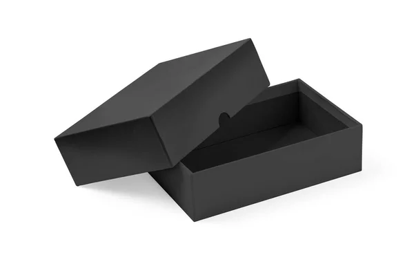 Ένα Μαύρο Χάρτινο Κουτί Που Απομονώνεται Λευκό Φόντο Περικοπή Περιγράμματος — Φωτογραφία Αρχείου