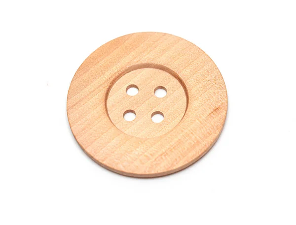 Wooden Sewing Button Isolate White Background — Stock Photo, Image