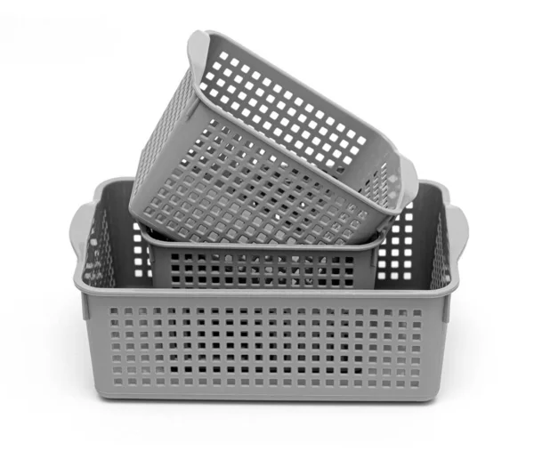 Plastic Baskets Isolated White Background — Stock Photo, Image