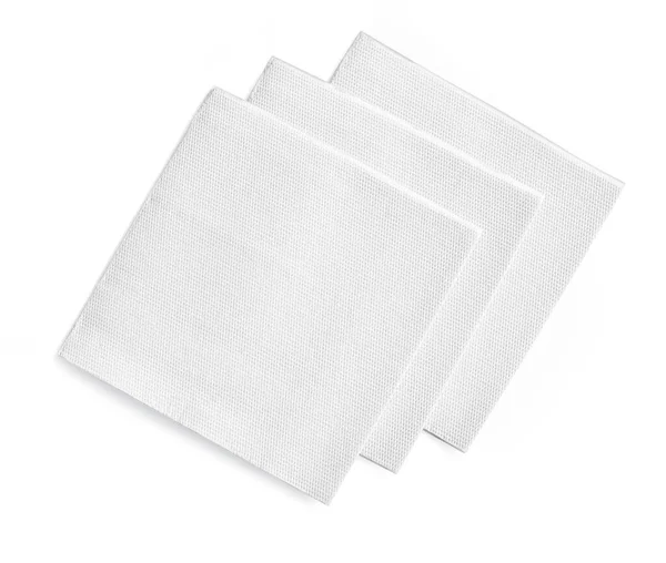 Grupo Guardanapos Papel Branco Isolados Fundo Branco Com Caminho Recorte — Fotografia de Stock