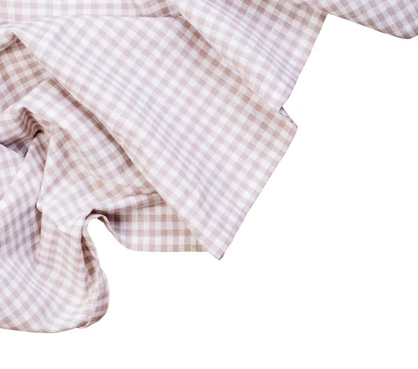 Geruite Tafelkleed Witte Achtergrond Met Clipping Pad — Stockfoto