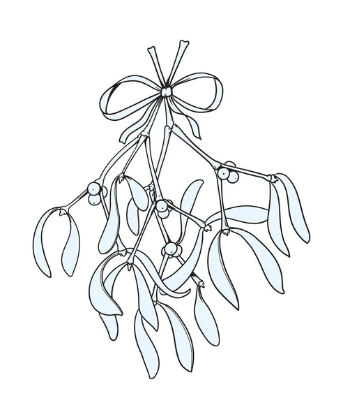 Christmas Mistletoe Ribbon White Background Vector Illustration — 图库矢量图片