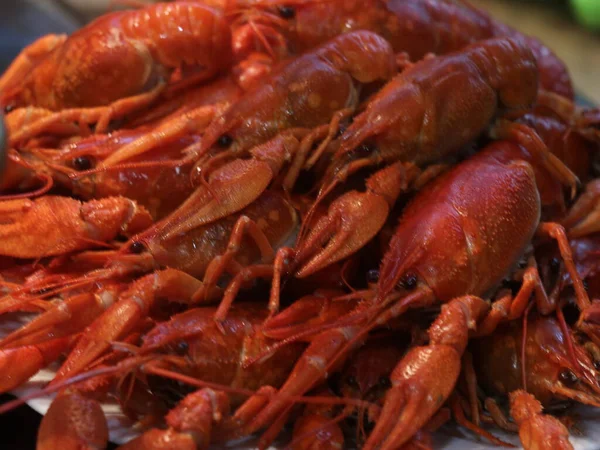 Close-up shot of boiled red crayfish — Stock Photo, Image