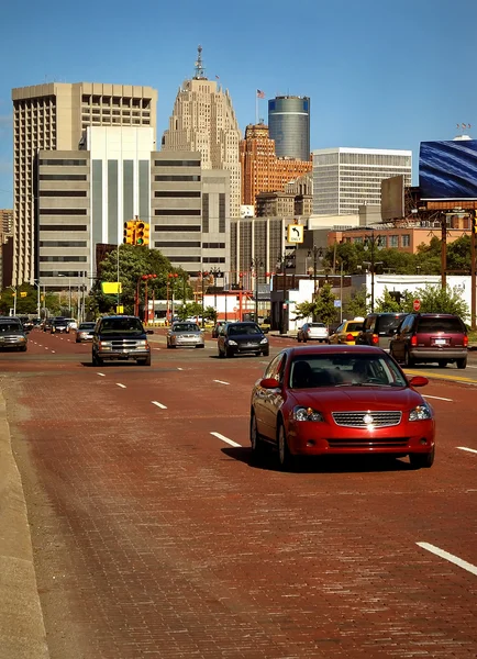 Downtown Detroit Tráfico — Foto de Stock