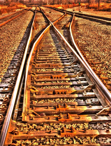 Rastreamentos ferroviários HDR — Fotografia de Stock
