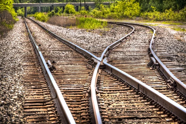Railroad Switch Siding Local Customers Mainline Track — Stok fotoğraf