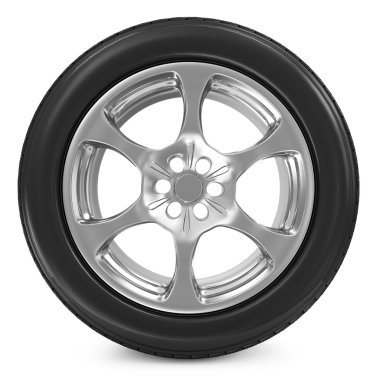 Araç tekerleği beyaz arkaplanda izole edildi