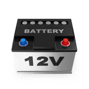 araba aküsü beyaz arkaplanda izole edildi