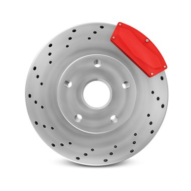 Beyaz arkaplanda fren diski izole edildi