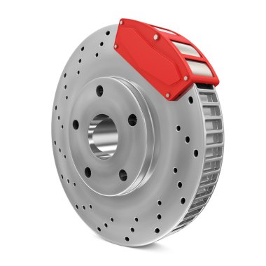 Beyaz arkaplanda fren diski izole edildi