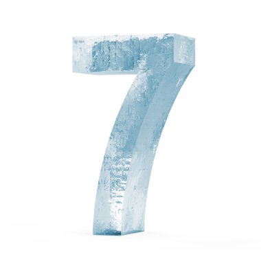 Beyaz arka plan (sayı 7 üzerinde izole buzlu numaraları)