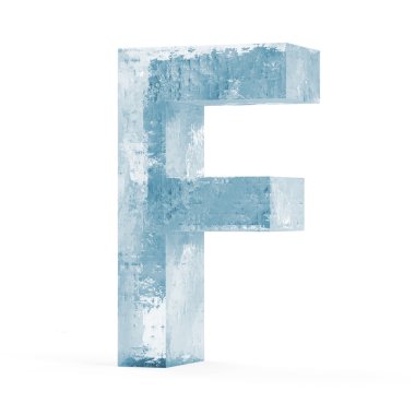 Buzlu harfler izole beyaz zemin üzerine (harf F)