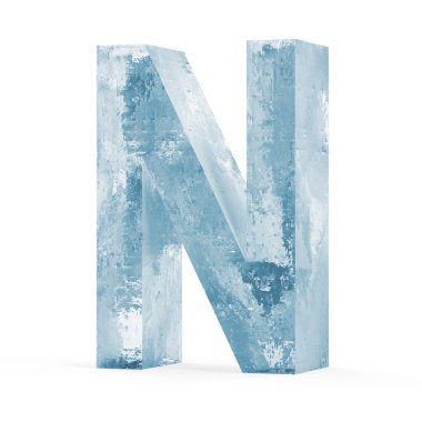 Buz gibi harfler izole beyaz zemin üzerine (harf N)