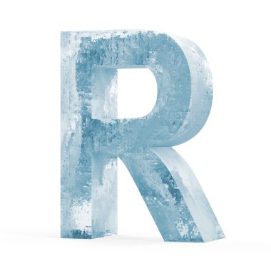 Buzlu harfler izole beyaz zemin üzerine (harf R)