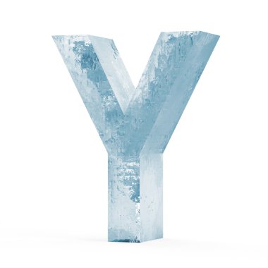 Buz gibi harfler beyaz zemin üzerine (mektup Y izole)