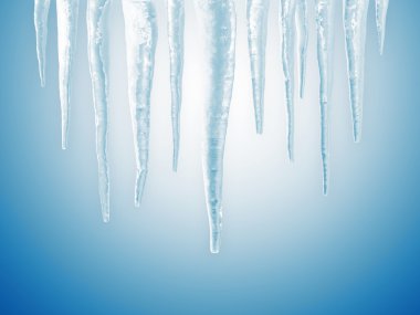 buz sarkıtları mavi zemin üzerine