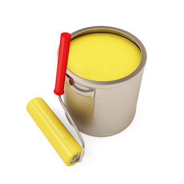 Beyaz arka plan üzerinde izole rulo boya olabilir