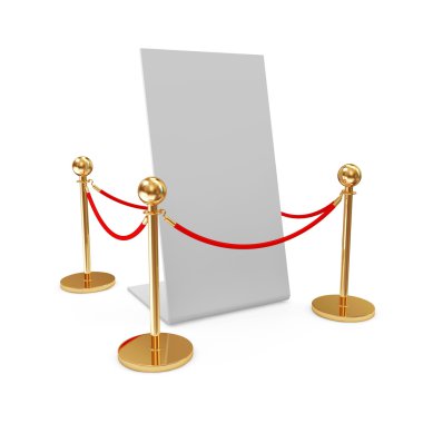 Altın kadife ip ve beyaz arka plan üzerinde izole Pano