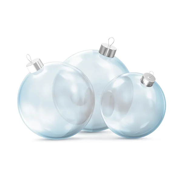Groep van lege glazen kerstballen geïsoleerd op witte achtergrond — Stockfoto