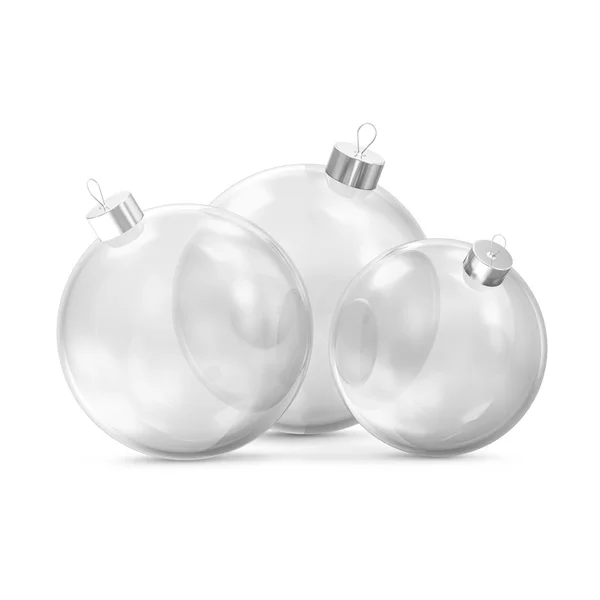 Csoport-üres üveg karácsonyi labdák elszigetelt fehér background — Stock Fotó