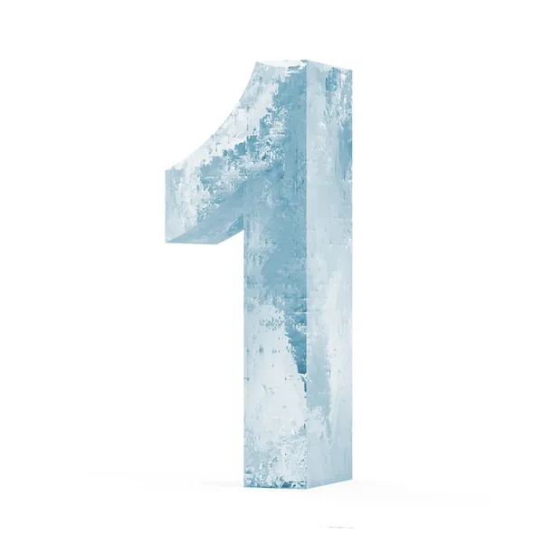 白い背景 (番号 1 に分離された氷の番号) — ストック写真