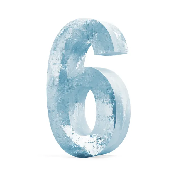Ледяные числа, изолированные на белом фоне (число 6) ) — стоковое фото