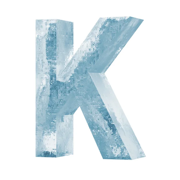 Buz gibi harfler beyaz arka plan (mektup K üzerinde izole) — Stok fotoğraf