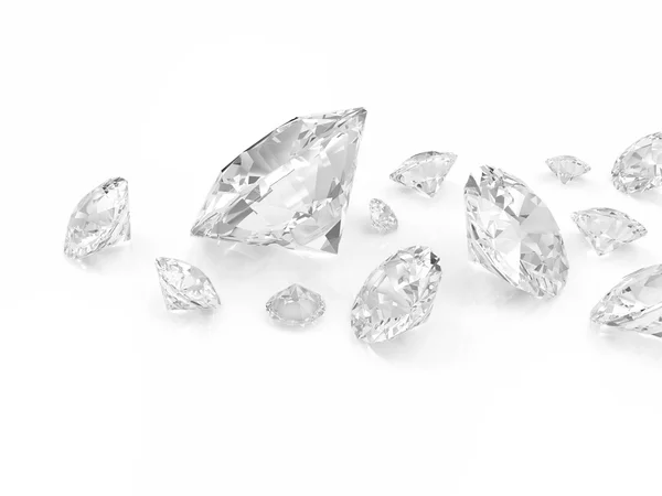 Diamants isolés sur fond blanc — Photo