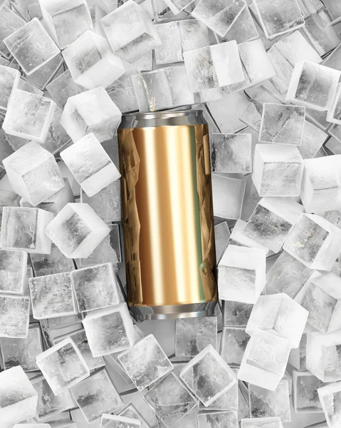 Can of Beer in Ice Cubes — Stock Photo, Image