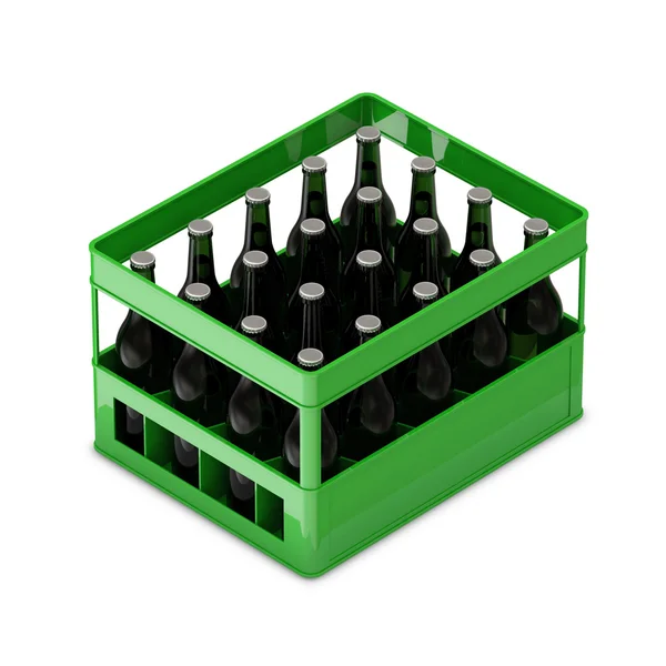 Caixa de cerveja isolada sobre fundo branco — Fotografia de Stock