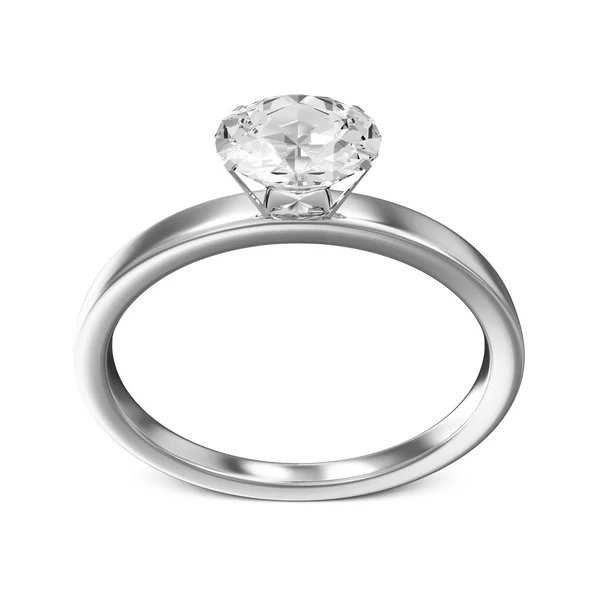 Платиновое обручальное кольцо с бриллиантом на белом фоне — стоковое фото