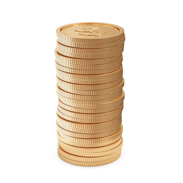 Stack of Golden Coins Isolated on white background — Stock Photo, Image